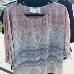 Chico's Women's Paisley Blouse - Pink and Gray